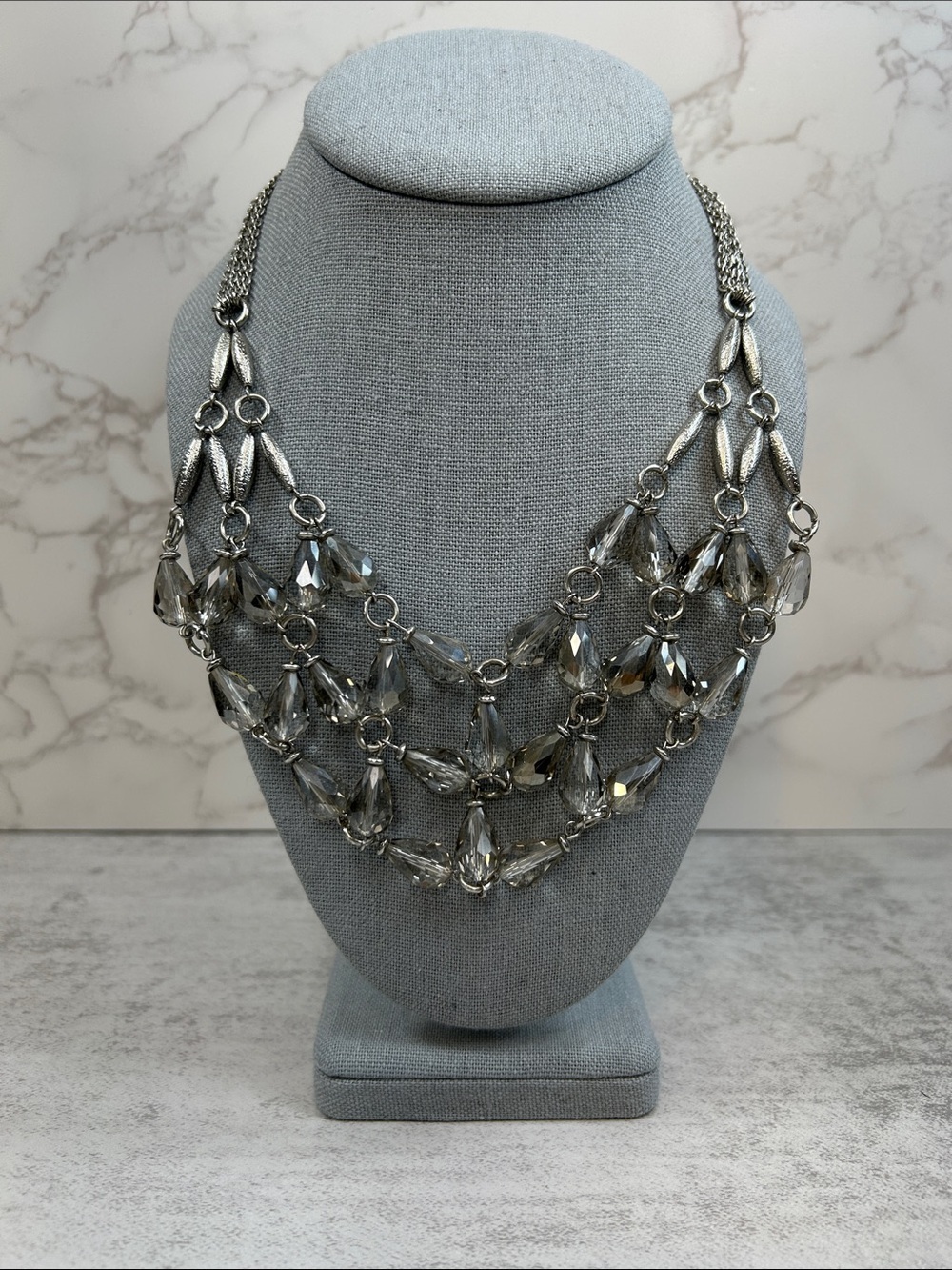 Simply Vera Vera Wang Silver-Tone Multi Strand Crystal Necklace